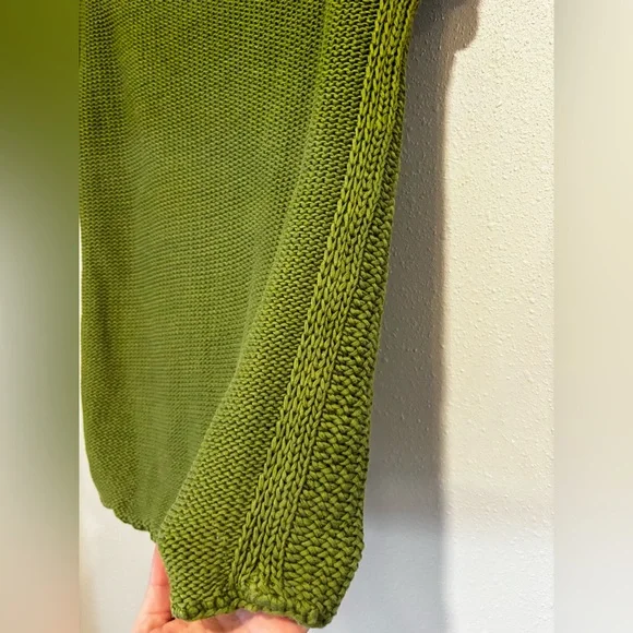 Tory Burch Chunky Knit Short Sleeve Sweater | XS | Moss Green - Picture 7 of 9